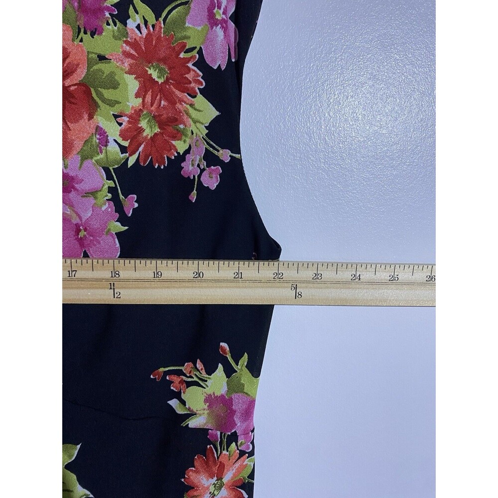 Vintage Ronni Nicole Dress 14 Black Floral Maxi Dainty Romantic Classy Modest - Picture 7 of 9
